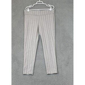 Anne Klein Gray Herringbone Mid Rise Slim Ankle Pull On Pants Size Large